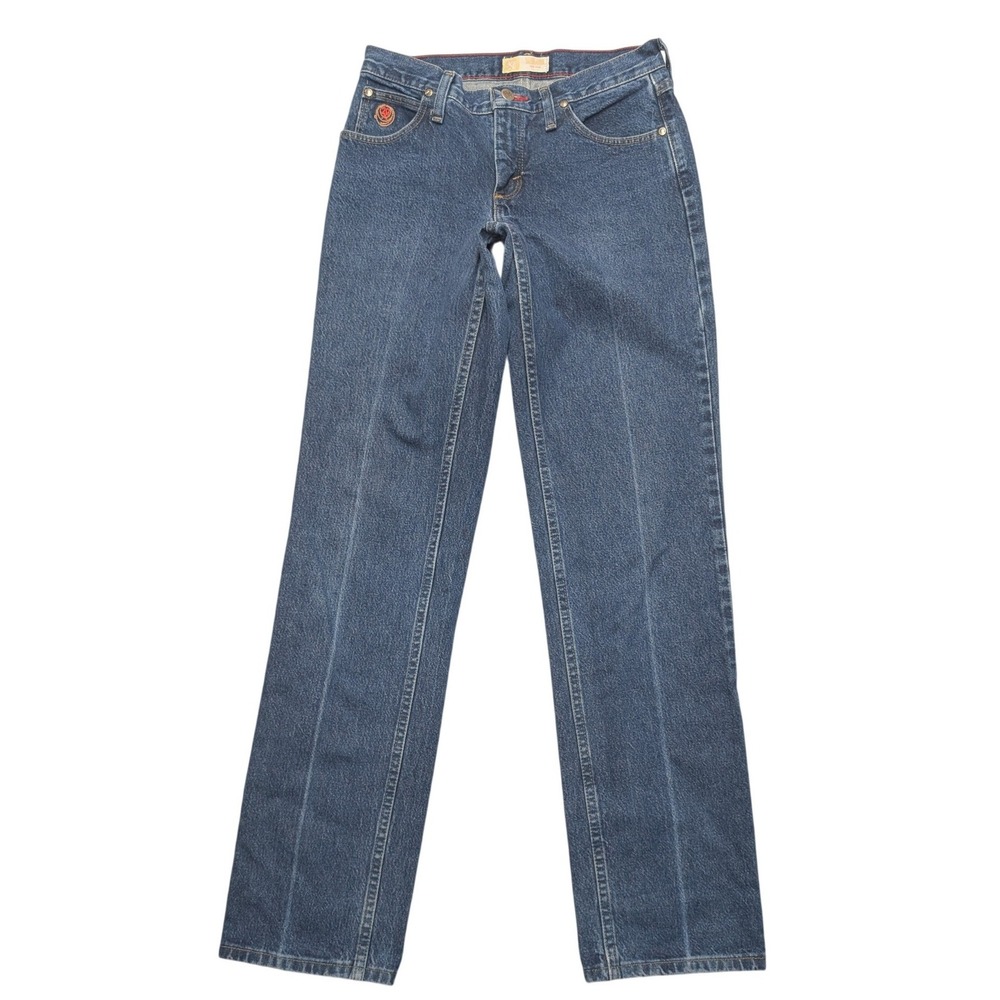 Y2K Wrangler 20X Tulsa Jeans Women 5/6 x 34 Blue Low Rise Slim Fit Straight Leg